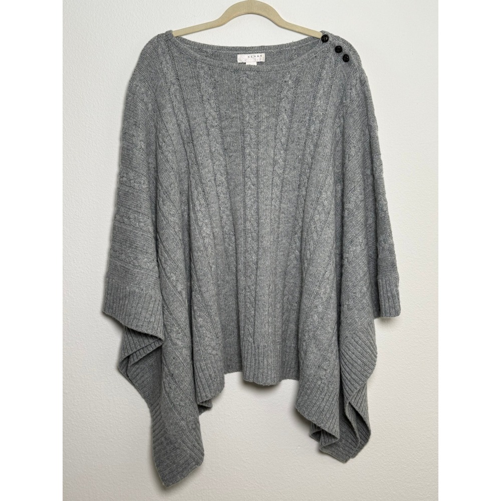 Wool Blend Sweater Poncho NEW Cable Knit Lagenlook Quiet Luxury Fall Cozy Winter